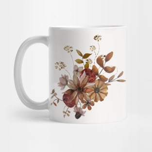 Autumn Watercolor Flowers with glitter on a light background Mug